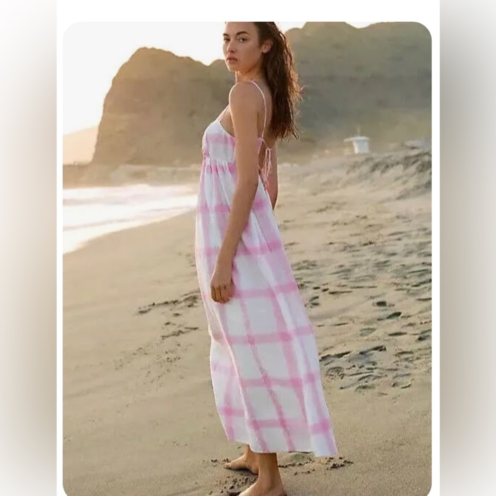 Anthropologie Maeve Pink and White Dress